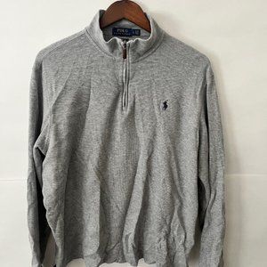 Men's Polo Ralph Lauren Mock Neck Quarter Zip Sweater Color Gray Size Large